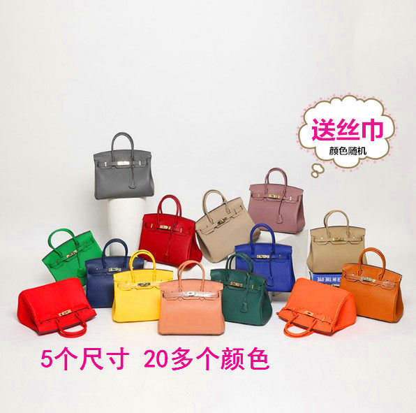 2024新款荔枝纹真皮铂金包头层牛皮单肩恶搞女包40cm同款百搭包包