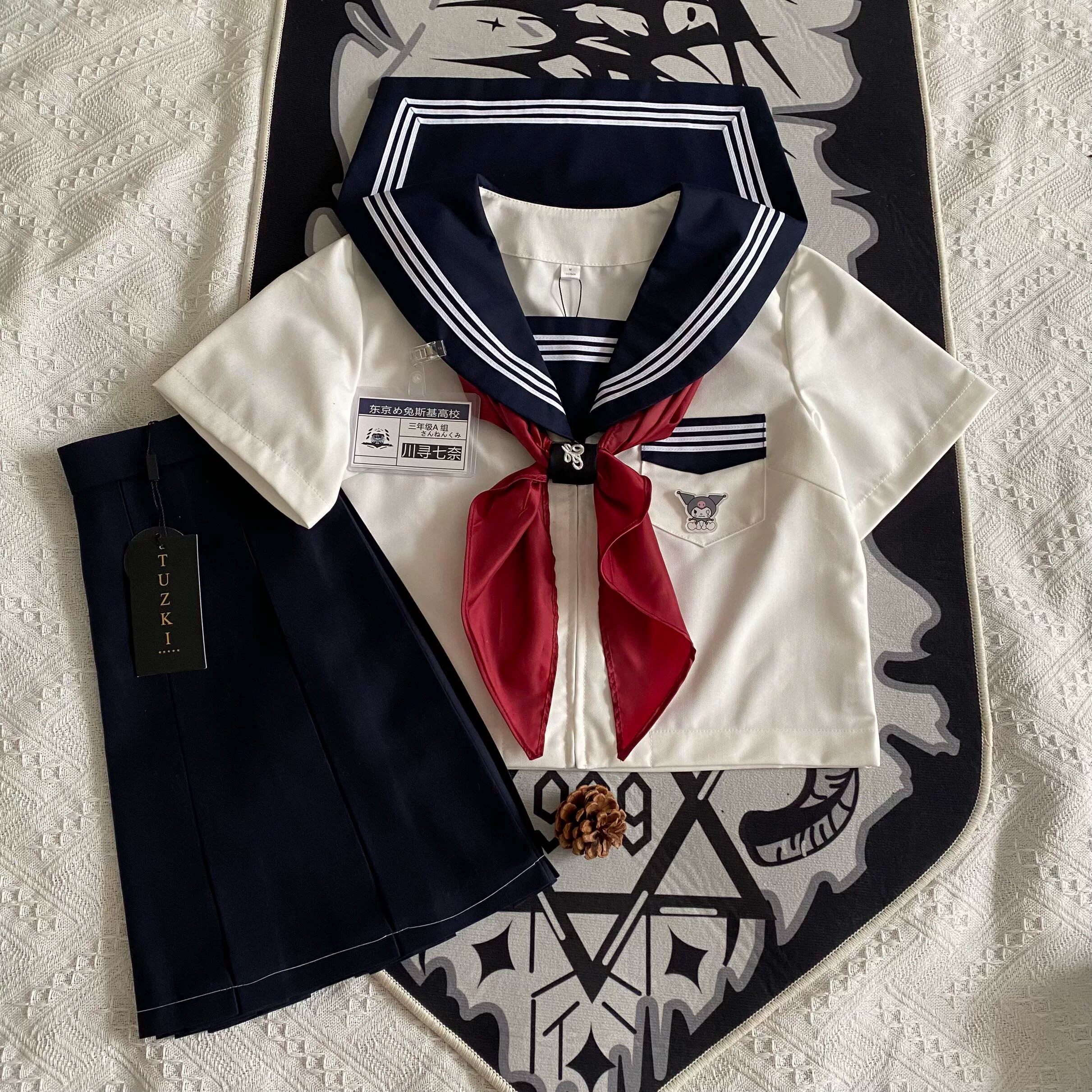 原创日系jk制服基础款白三本水手服短袖学院风日系校供感校服女