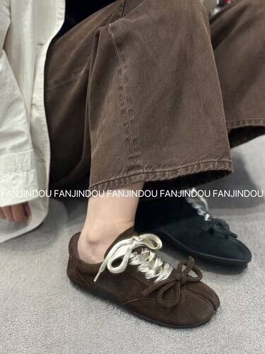 范金豆2026秋冬新款真皮女鞋日常休闲舒适圆头松糕底轻便磨砂女鞋