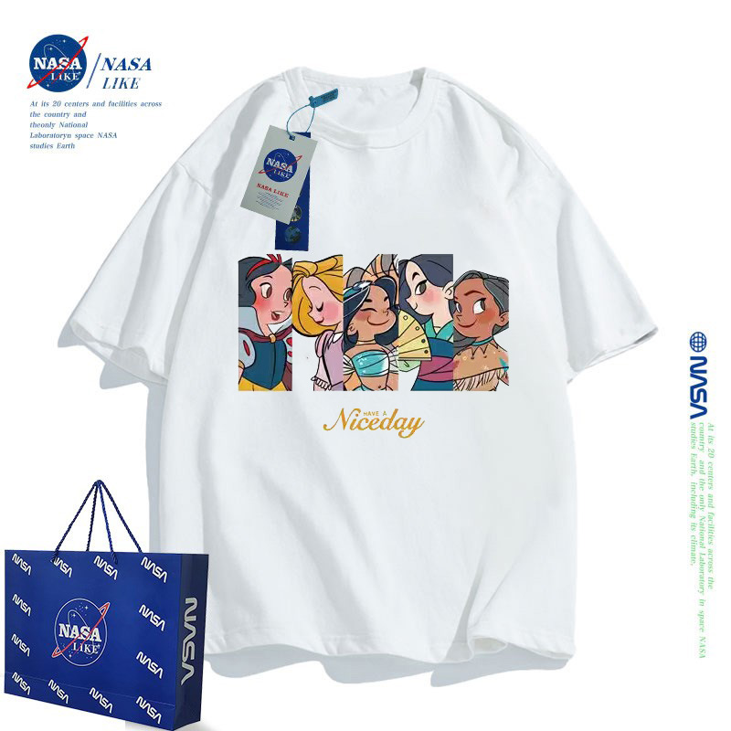 NASA联名迪士尼白雪公主女童短袖t恤亲子装母女装全家福纯棉体恤