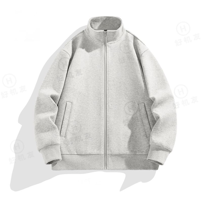 NASA中大童开衫外套男女童高级灰半高领加绒加厚拉链卫衣大码外套