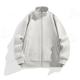 NASA中大童开衫外套男女童高级灰半高领加绒加厚拉链卫衣大码外套