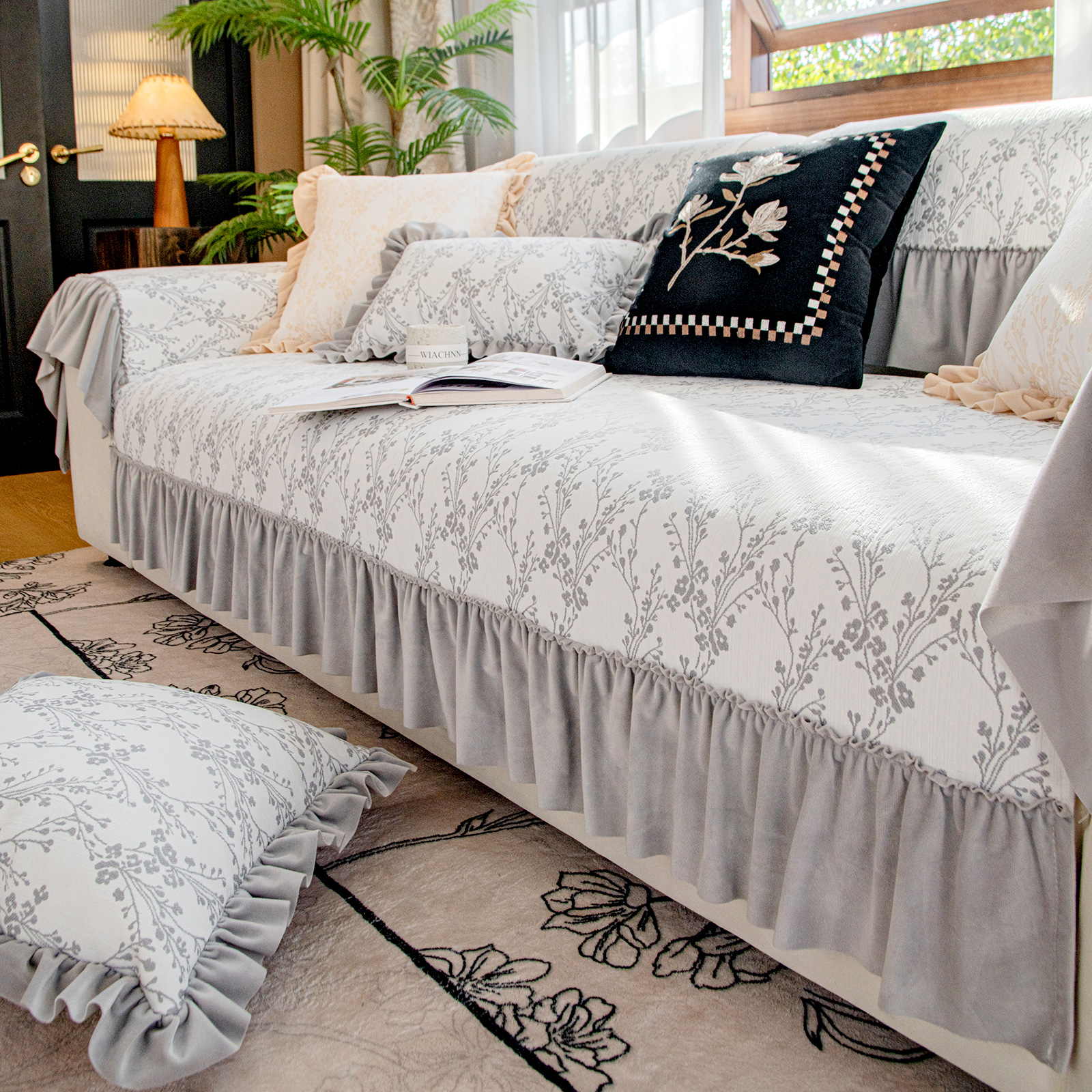 寒号鸟雪尼尔防滑法式通用沙发垫