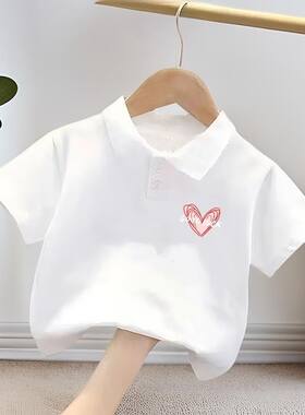男童短袖T恤夏装男孩POLO翻领衫女大童体恤夏季儿童体桖上衣纯棉