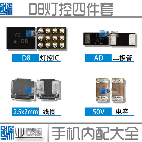 OPPO A57/73/77/83/R9/SK/X9/Plus/Y69/Y83灯控IC 显示升压线圈D8