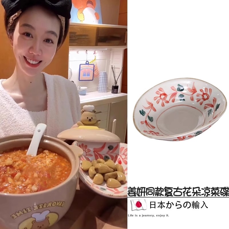 日式咸菜精致手绘釉下彩姜妍同款