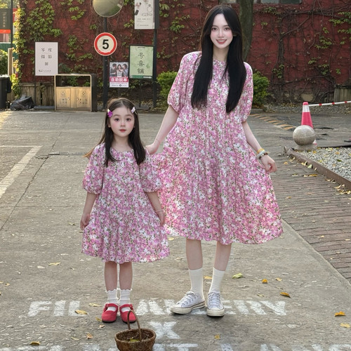 儿童连衣裙女童棉绸亲子裙