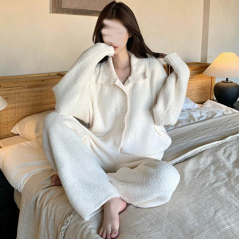 软绵绵半边绒睡衣女2025秋冬季
