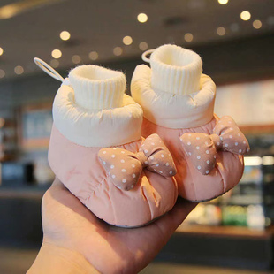 冬季 12个月新生儿不掉鞋 软底加绒保暖6 1岁女宝宝学步鞋 婴儿鞋