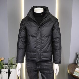 白鸭绒立领夹克XS小码羽绒服矮个子男生短款轻薄外套冬季加厚保暖