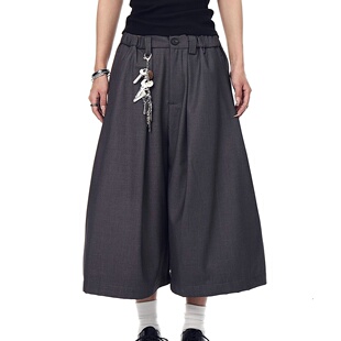 老钱风a字版型打褶阔腿七分西裤男女夏季慵懒风松弛宽松休闲短裤