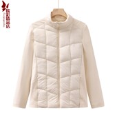 新款 棉衣内胆保暖外套 女士轻便棉袄中年休闲拼接洋气拉链秋冬装
