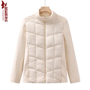新款女士轻便棉袄中年休闲拼接洋气拉链秋冬装棉衣内胆保暖外套