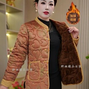 秋冬装爆款棉衣新中式加绒加厚短款中老年女装妈妈装唐装旗袍棉袄