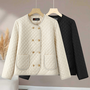 中老年女妈妈装小香风棉衣双排扣时尚棉袄轻薄舒服短款秋冬装外套