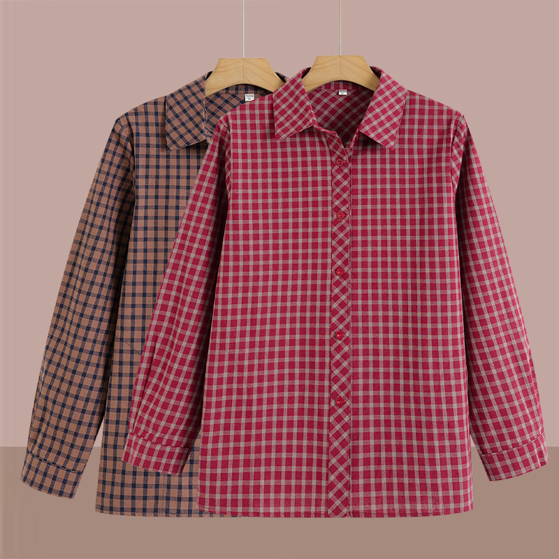 大码格子外套高端纯棉衬衣