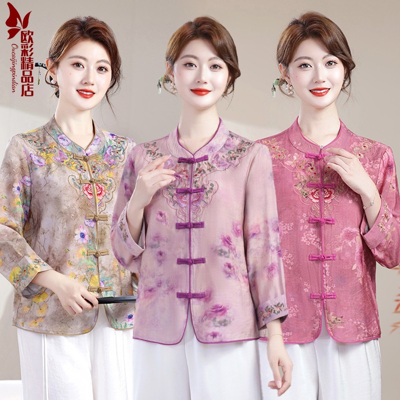 中老年女装春装新款妈妈装衬衫