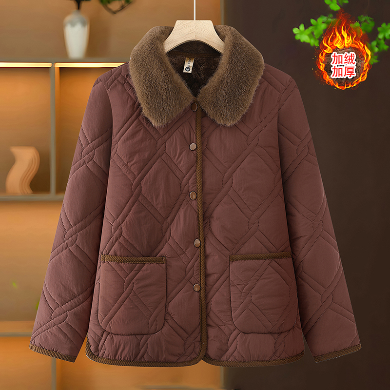 妈妈冬装羽绒棉服短款外套