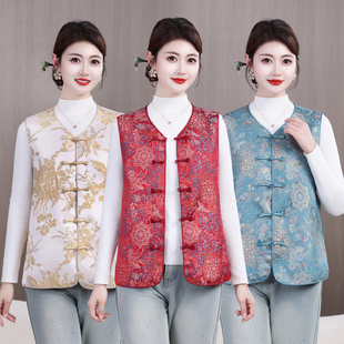 2026新款中老年女装妈妈装新中式马甲盘扣国风款春装外搭马夹坎肩