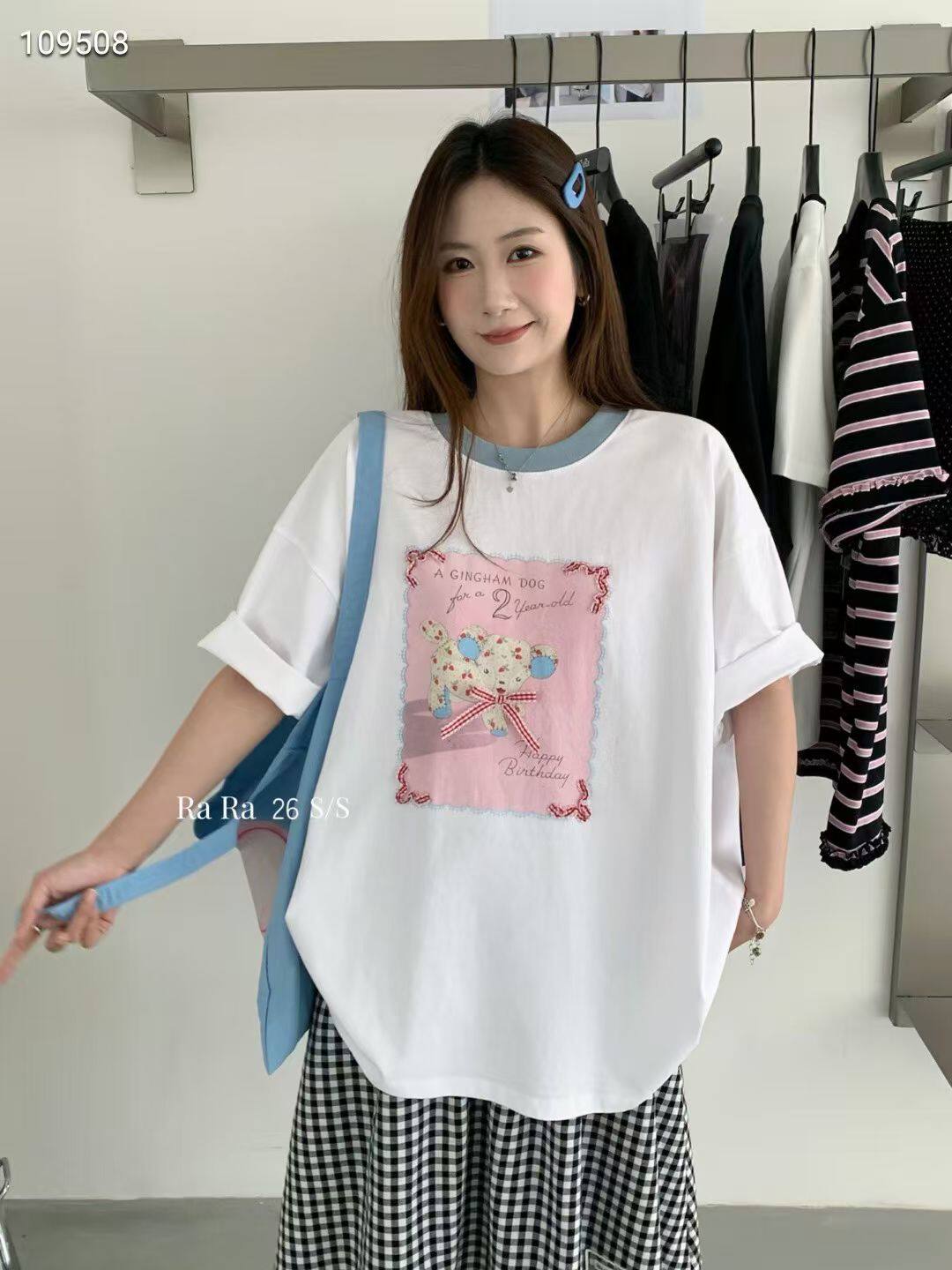 26夏新款韩版宽松大版卡通印花短袖T恤女