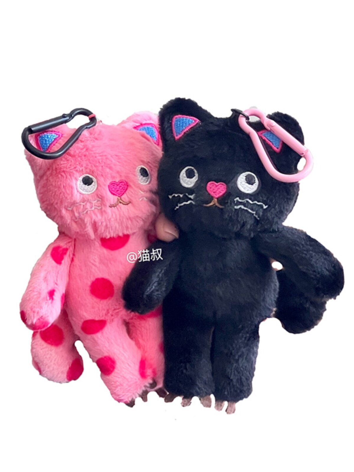 CUTE CARTOON POLKA DOT CAT PLUSH DOLL CREATIVE KEYCHAIN COUPLE GIRLFRIEND BACKPACK CARTOON CAT DOLL ORNAMENT