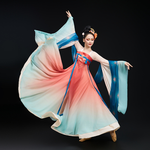 新款中国风古典舞广袖演出服女汉唐飘逸仙女服大裙摆汉服舞蹈服装