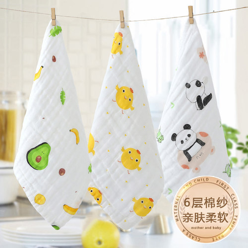 纯棉六层纱布毛巾新生儿泡泡纱童巾儿童洗脸面巾口水巾方巾手帕