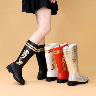 蒙古族靴子女士成人款马靴少数民族舞蹈皮靴女鞋藏族演出跳舞鞋