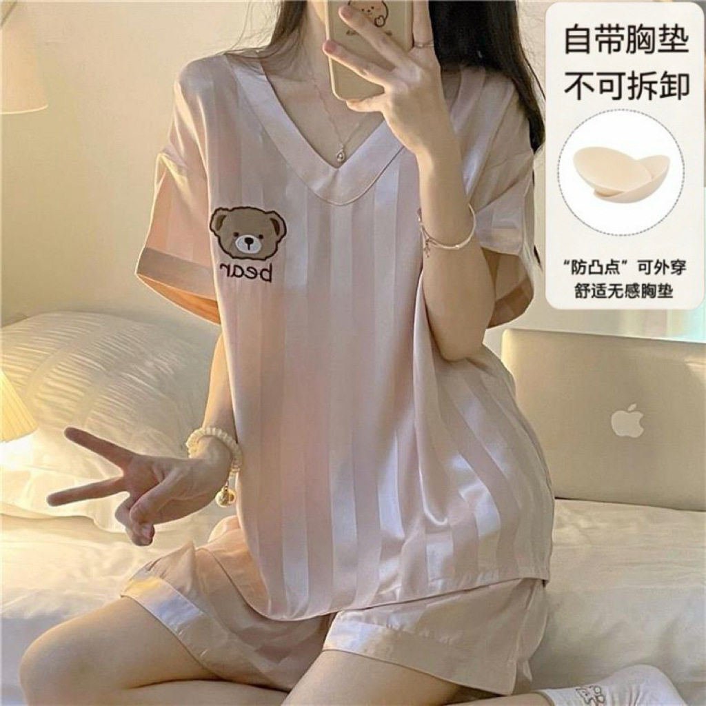2026新款高档冰丝睡衣女夏天睡衣/家居服套装