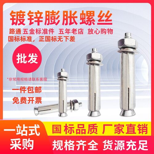 包邮国标膨胀螺丝加长超长膨胀螺栓M8M10M12M16镀锌膨胀管 内膨胀