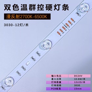12灯双色温 硬灯条2700K 6000K 软膜灯箱高显漫反射光源24V 12W
