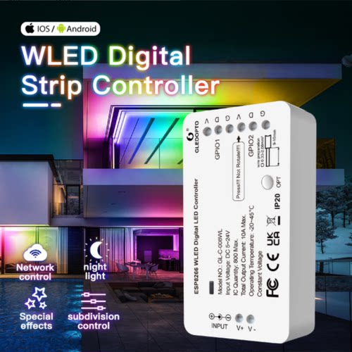 GL-C-008WL智能WLED数字灯带控制器多口RGBWS2811/2812B/2813WIFI