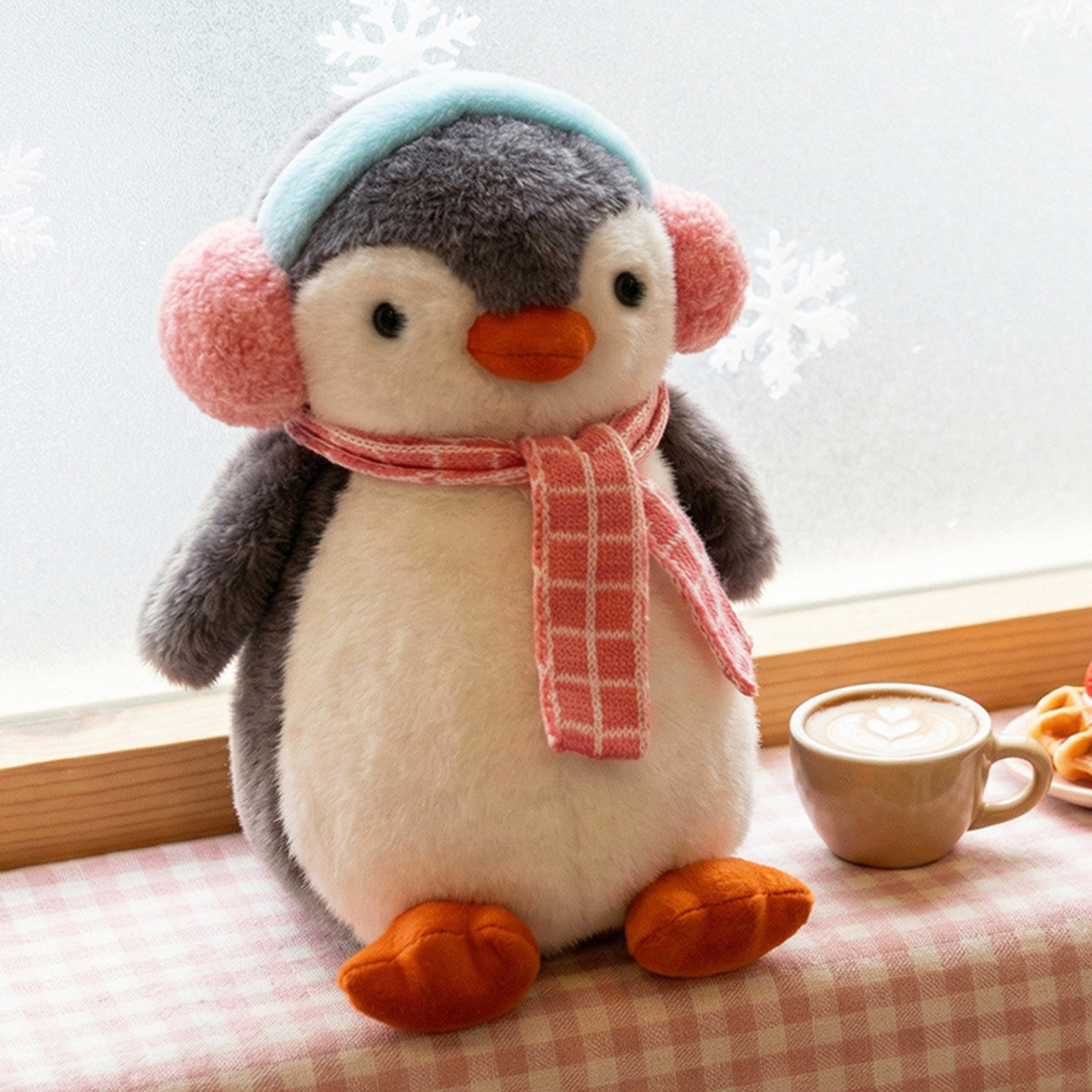 可爱滑雪企鹅玩偶抱睡公仔抱枕女