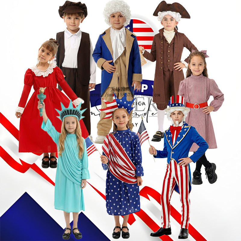万圣节cosplay儿童美国独立日主题演出服独立宣言纪念日表演服装