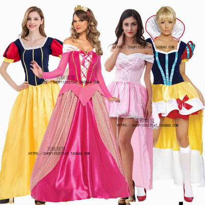 万圣节迪士尼白雪公主裙灰姑娘睡美人COSPLAY电影女演出服装大码