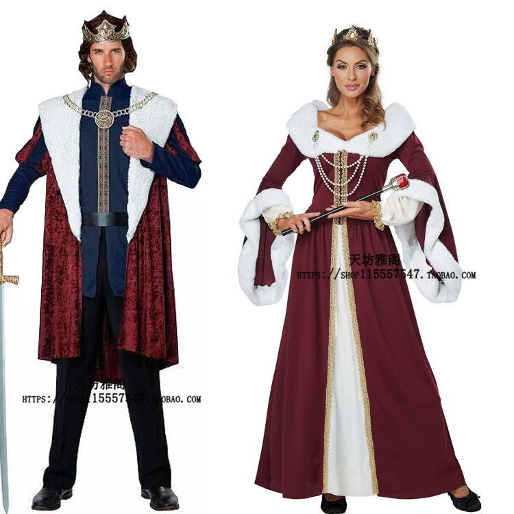 2018年万圣节cosplay表演国王服装酒吧王后成人皇后情侣款裙新款