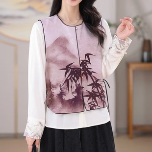 时尚 新款 优雅气质马夹 国风复古玉石扣国风马甲2026春季 7921新中式