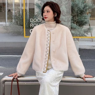 2025冬新款 女气质短外套保暖雪兰貂显瘦皮毛一体外套3620 时尚