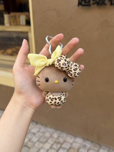 甜辣豹纹黑皮hellokitty包包挂件可爱毛绒玩偶公仔钥匙扣送人礼物