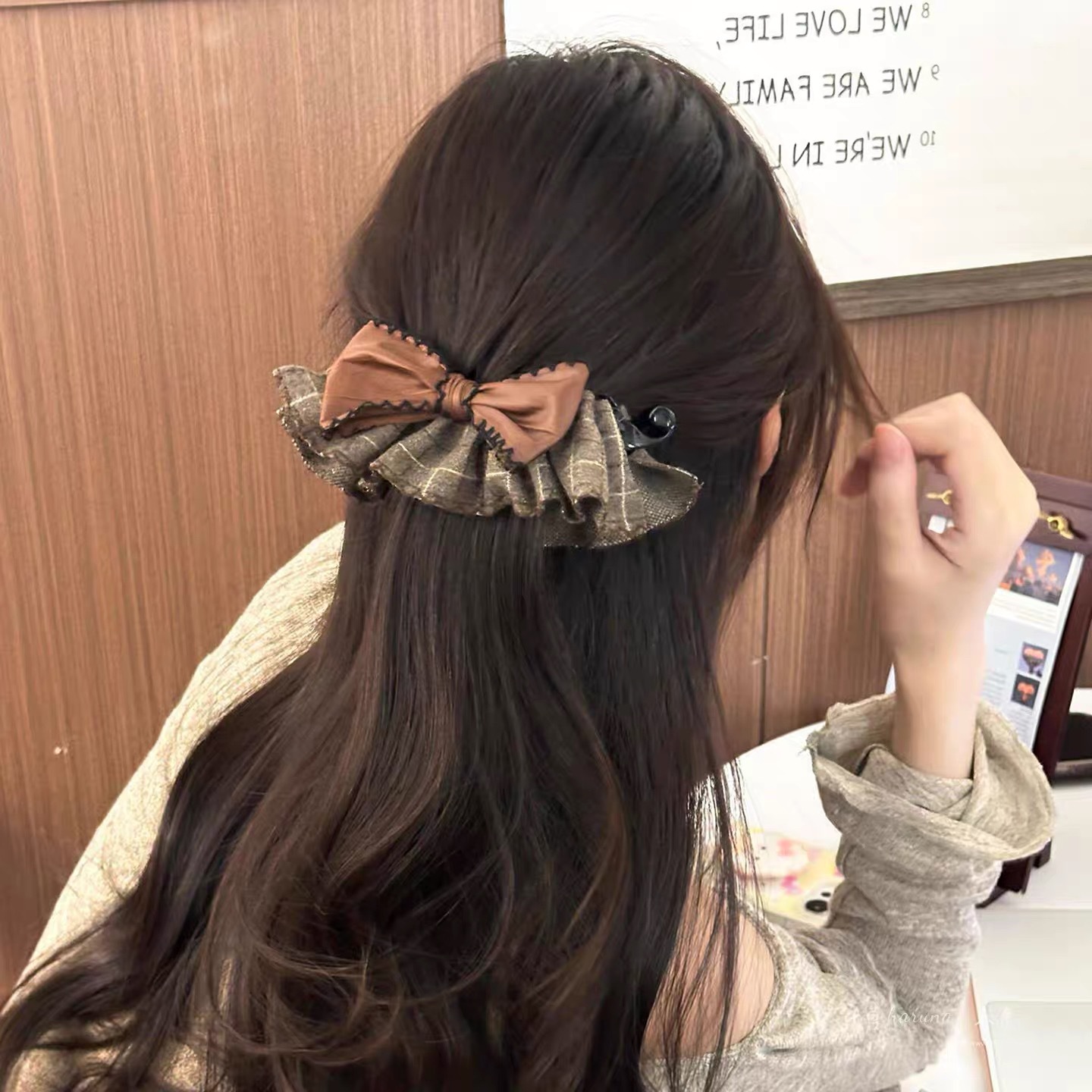 韩系新款可露丽香蕉夹女后脑勺盘发夹马尾夹竖夹蝴蝶结百搭发饰品
