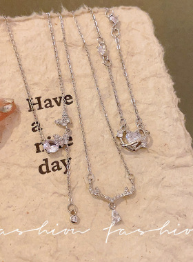 设计感流星蝴蝶吊坠女轻奢小众百搭甜美锁骨链气质高级感钛钢项链