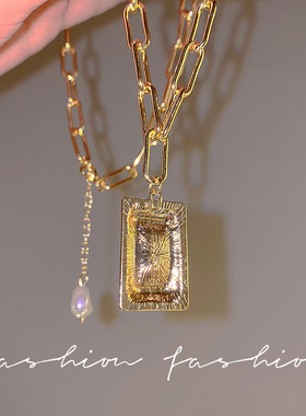 欧美复古潮酷嘻哈双层项链女冷淡风简约气质粗链小众设计个性饰品