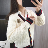 新款 V领针织衫 女士开衫 2024春装 洋气上衣外搭春秋季 显示毛衣外套