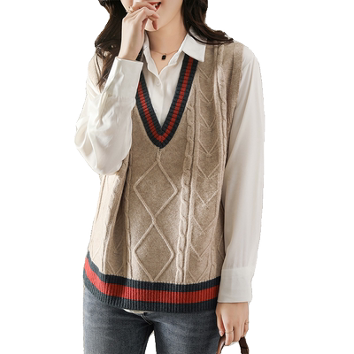 复古针织衫马甲女毛衣背心