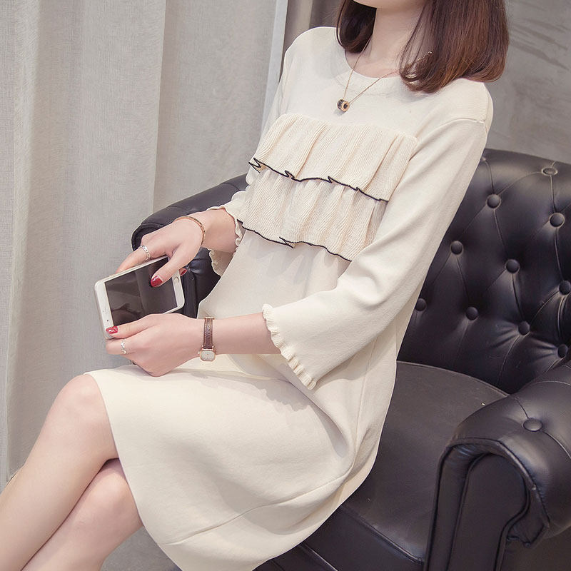 春秋季新款中长款针织衫七分袖韩版宽松连衣裙很仙的洋气针织裙子,女装/女士精品,连衣裙,淘宝优惠券,粉丝福利购,淘宝优惠卷