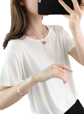 短袖白色t恤女士夏装新款春秋短款韩风chic上衣打底衫内搭宽松