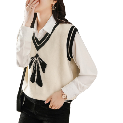 V领针织衫马甲女士毛衣背心