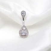 双水滴肚脐钉纯银925银脐钉女锆石气质百搭穿刺饰品身体珠宝肚环