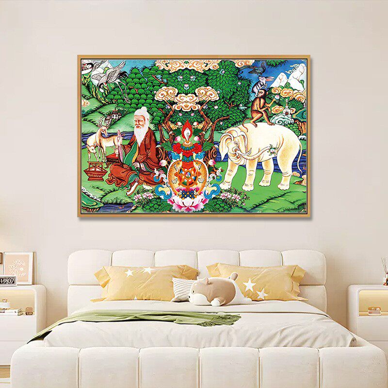 2026新款满钻钻石画客厅卧室玄关走廊过道藏族人物点钻十字绣八宝