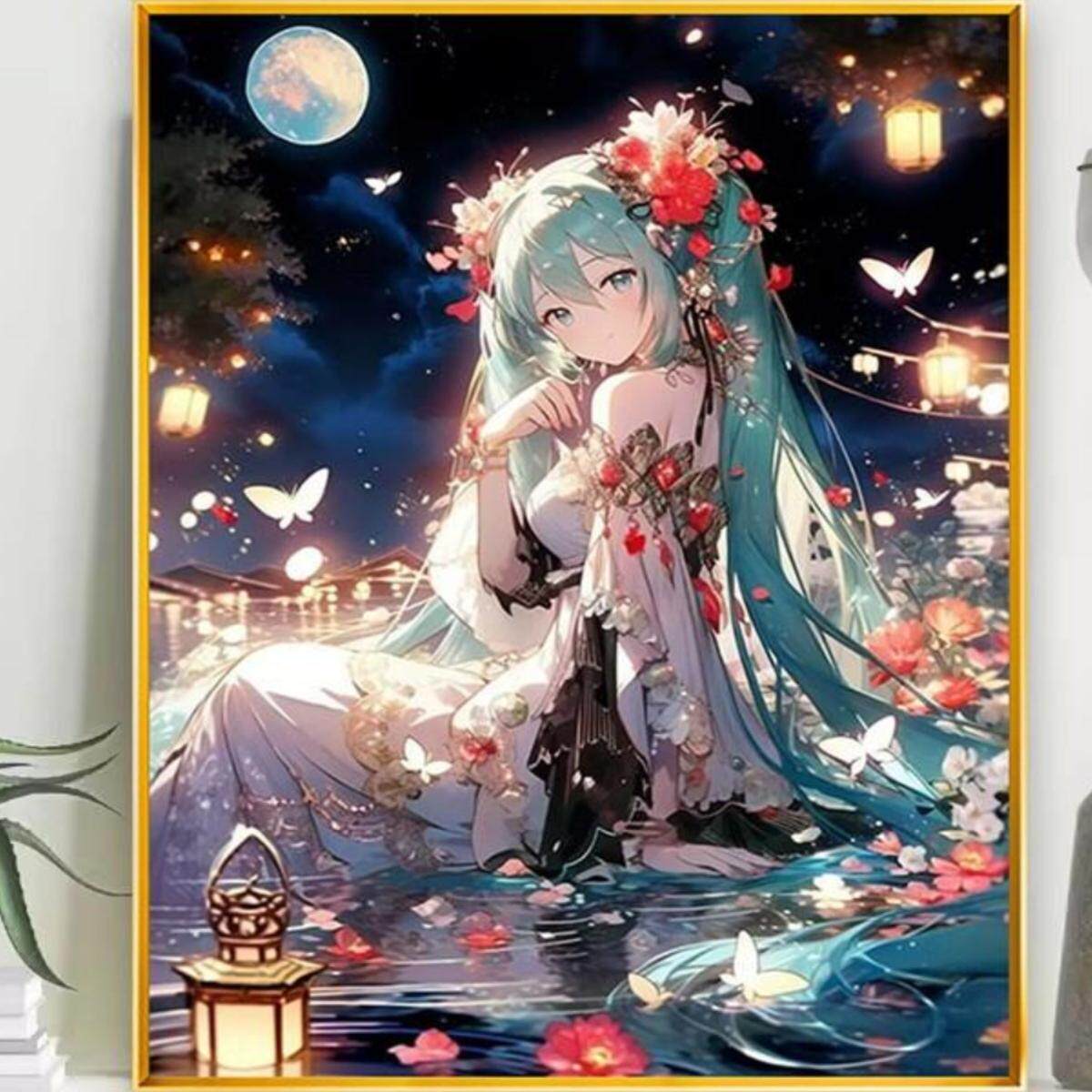 初音未来钻石画满钻新款手工钻石绣卡通动漫女孩甜美少女创意礼物